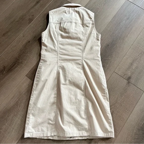The Territory Ahead Denim Sleeveless Dress Size 6 Beige Button Up Cotton Rugged - Picture 3 of 10